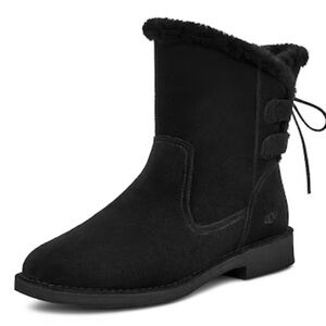 NAIYAH Ugg Black Suede Shearling Lace Back Boot